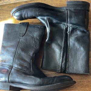 Vintage Men's Black Leather Cowboy Work Boots Avonite Hypalon